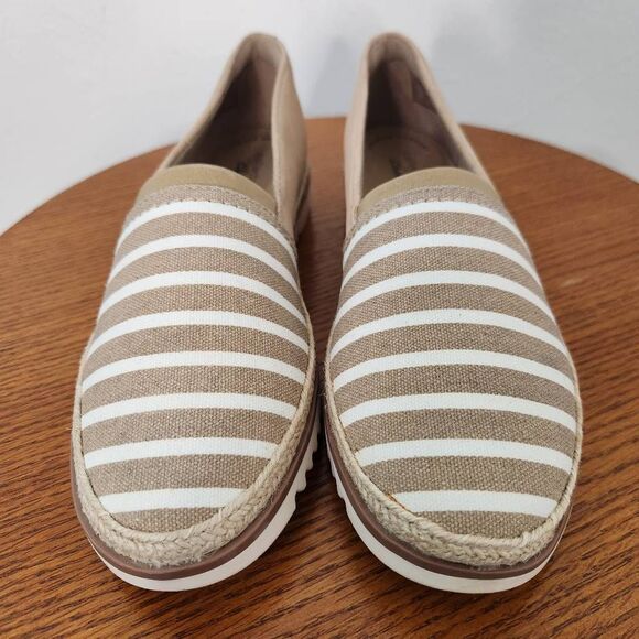 Clarks Serena Paige Suede Slip On Comfort Espadrilles in Tan and White Size 7 N - Picture 4 of 14